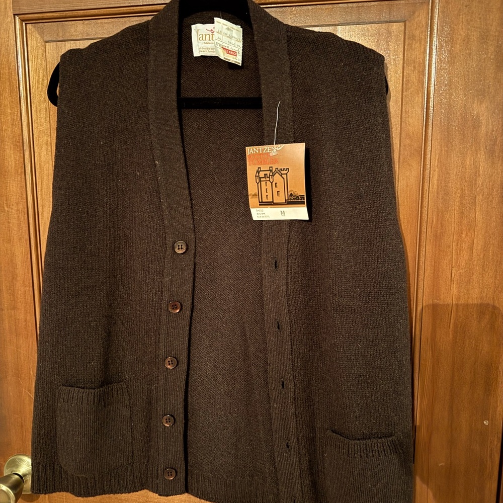 Vintage Jantzen Chocolate Brown Wool Knit Vest